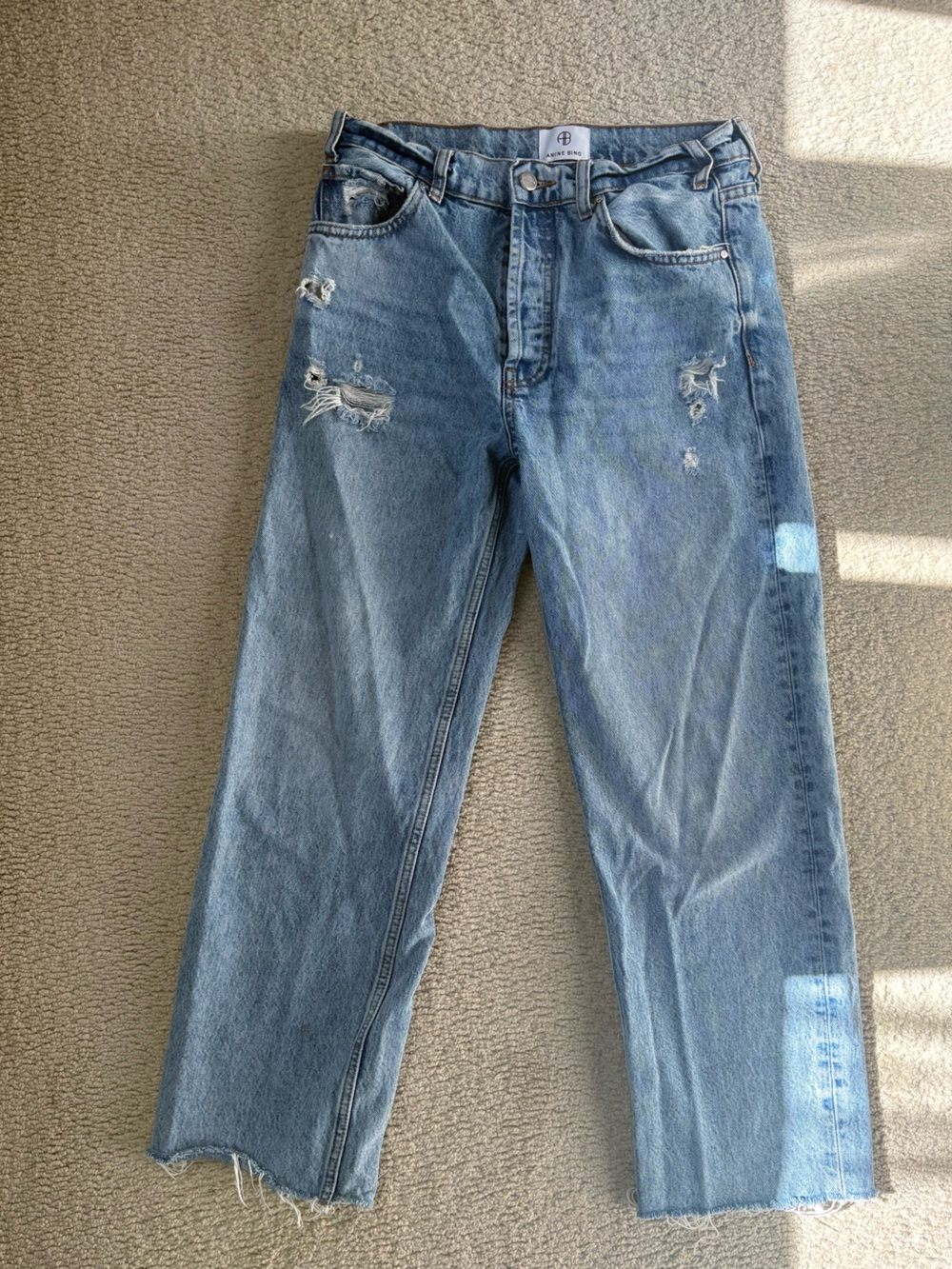 Anine Bing Light Blue Slim Straight Jeans Cropped